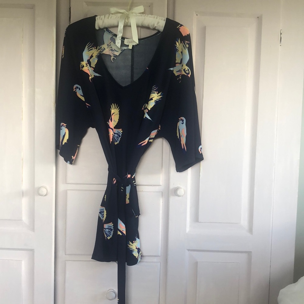 Anthropologie tunic blouse with birds